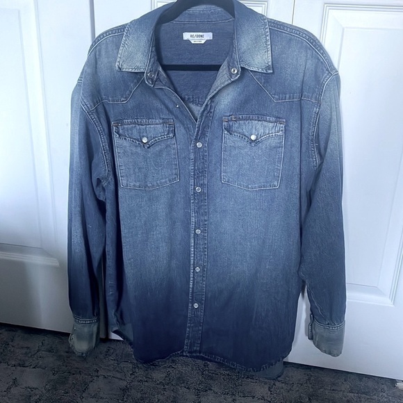 RE/DONE denim button down western shirt blouse‎ XS - Picture 1 of 6